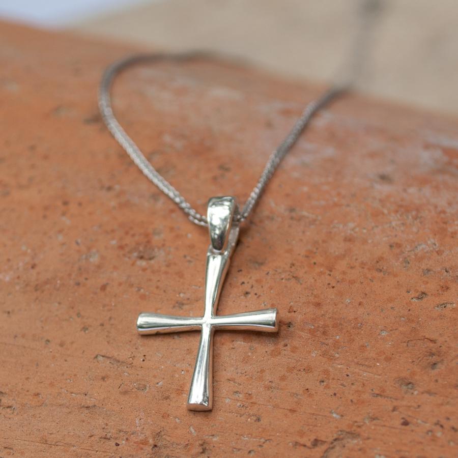 Woman&#39;s silver cross, Silver cross necklace, small silver cross, Byzantine silver cross 