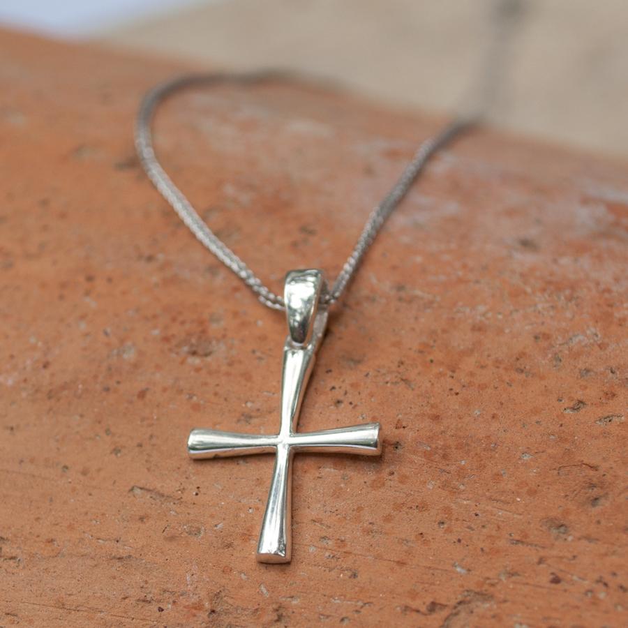 Woman's silver cross, Silver cross necklace, small silver cross, Byzantine silver cross 
