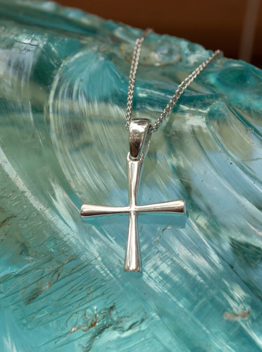 Woman&#39;s silver cross, Silver cross necklace, small silver cross, Byzantine silver cross 