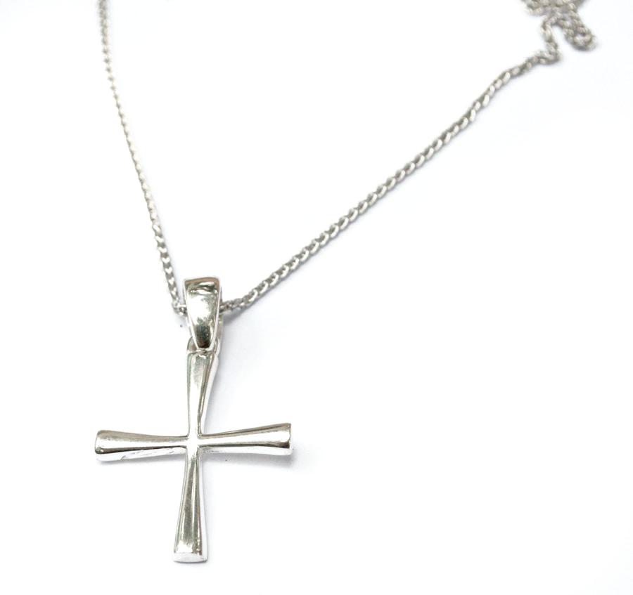 Woman&#39;s silver cross, Silver cross necklace, small silver cross, Byzantine silver cross 